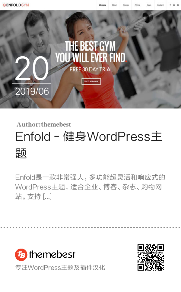 Enfold - 健身WordPress主题